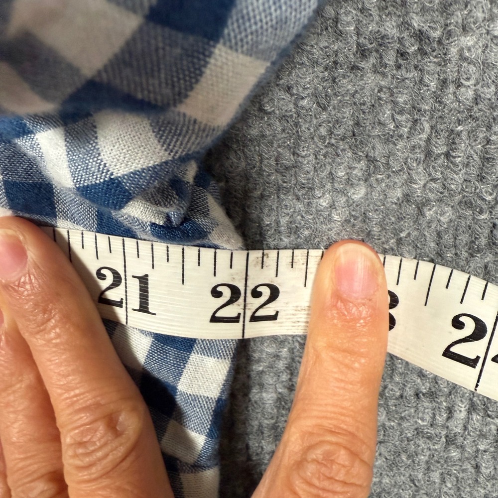 J.Jill Size‎ Large Top Blue Cotton Gingham Checkered Long Sleeves Picnic Casual - Picture 8 of 9